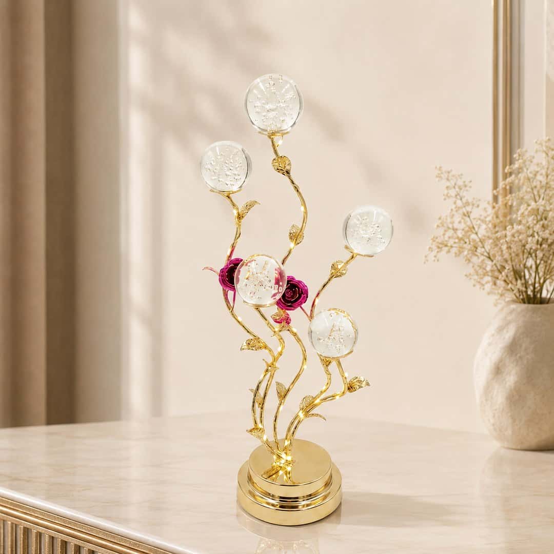 Pink Crystal Flower Showpiece
