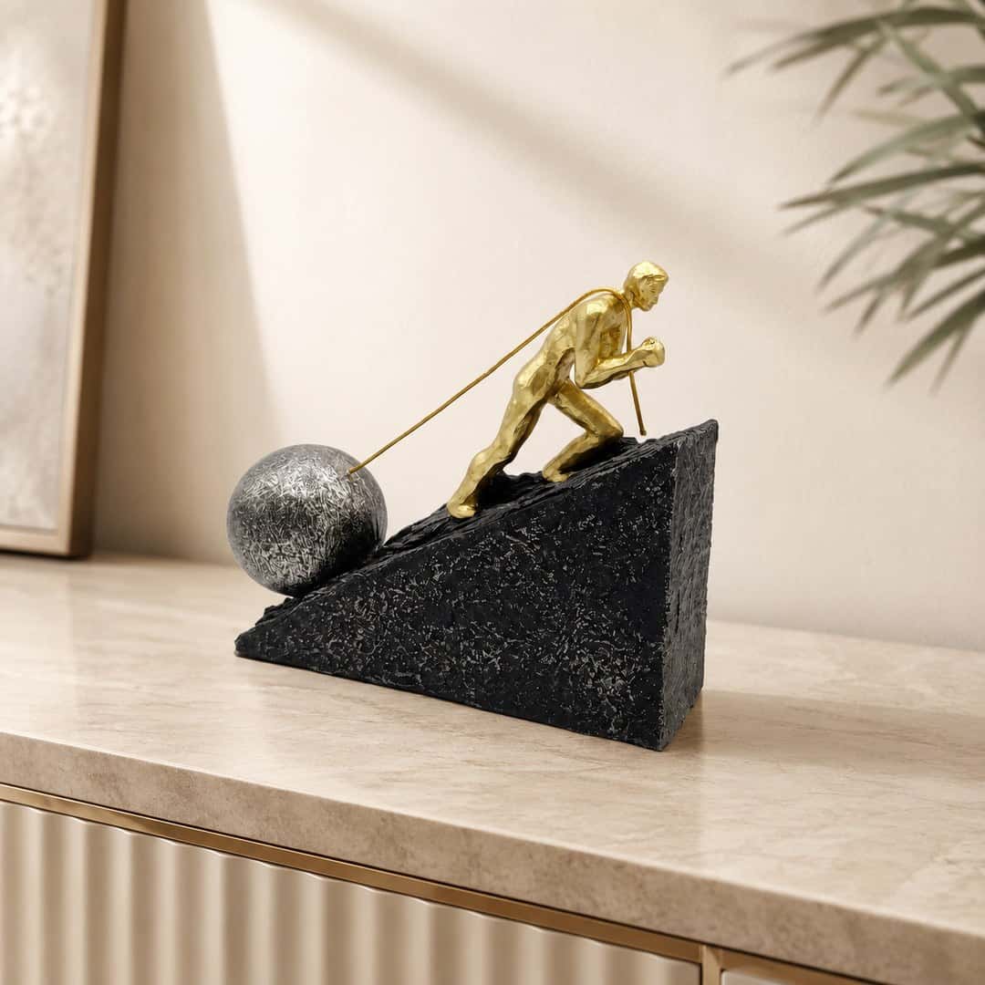 Golden Climber Desk Sculpture