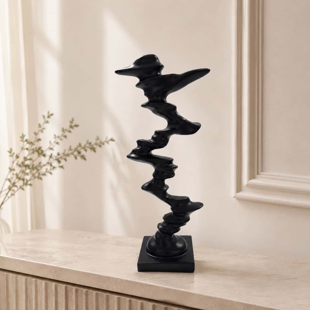 Black Abstract Spiral Sculpture