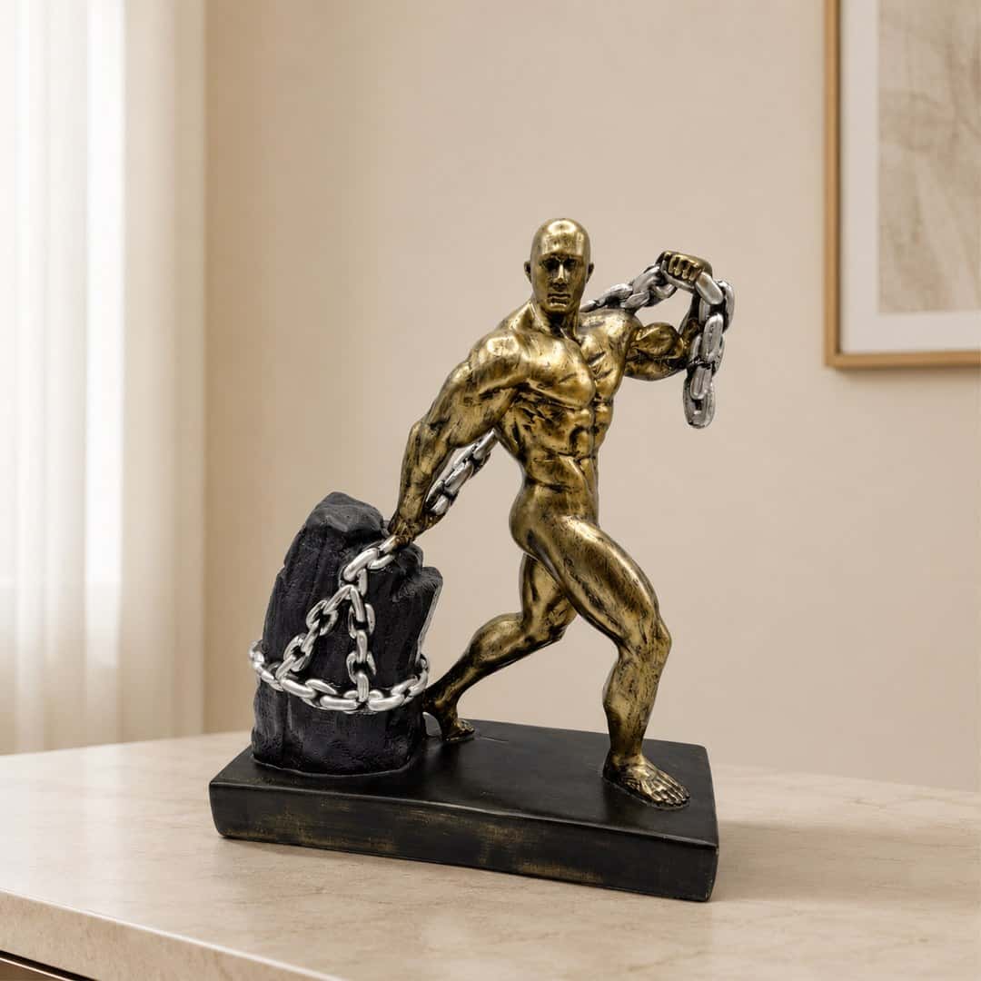 Gold Bronze Chain Breaker Sculpture