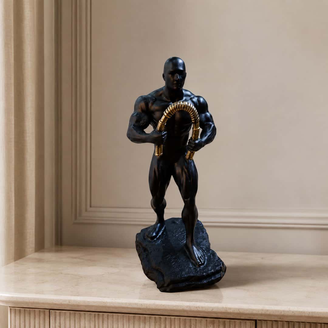Black Coil Strongman Statue