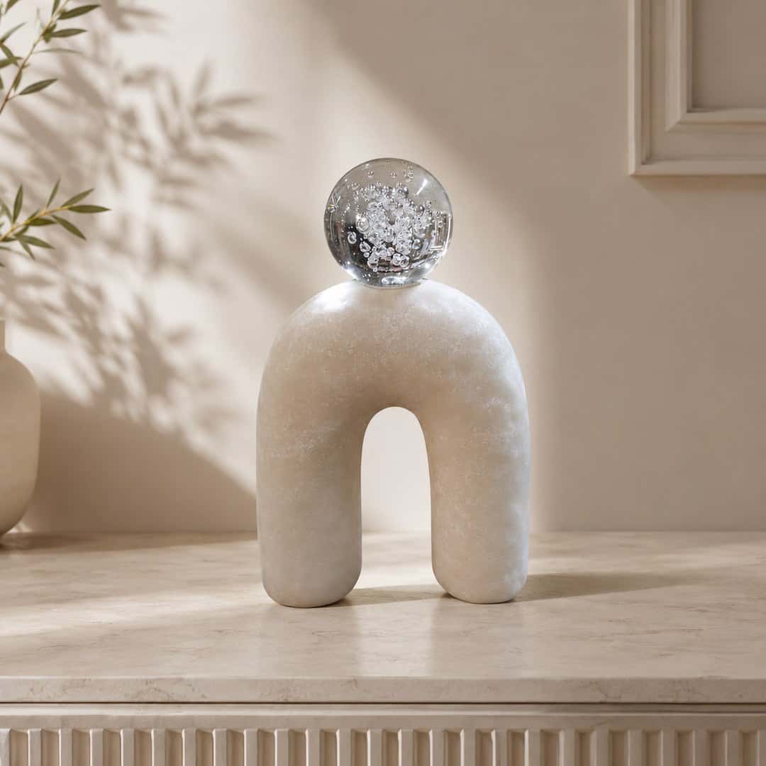 Cream Crystal Orb Arch Sculpture