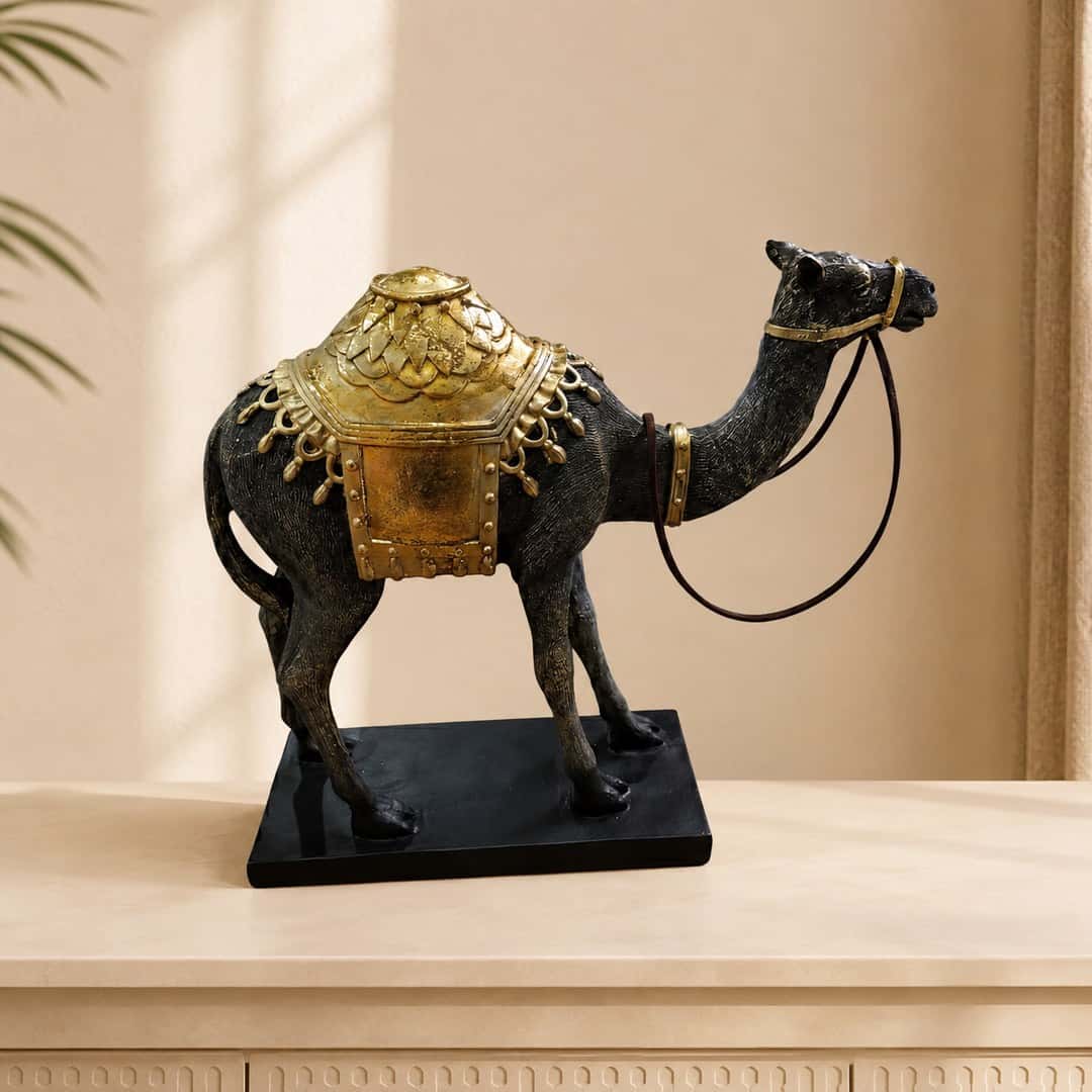 Gold Black Camel Table Statue