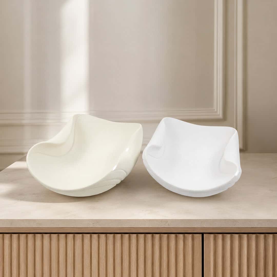 Minimalist White Decorative Bowl Pair