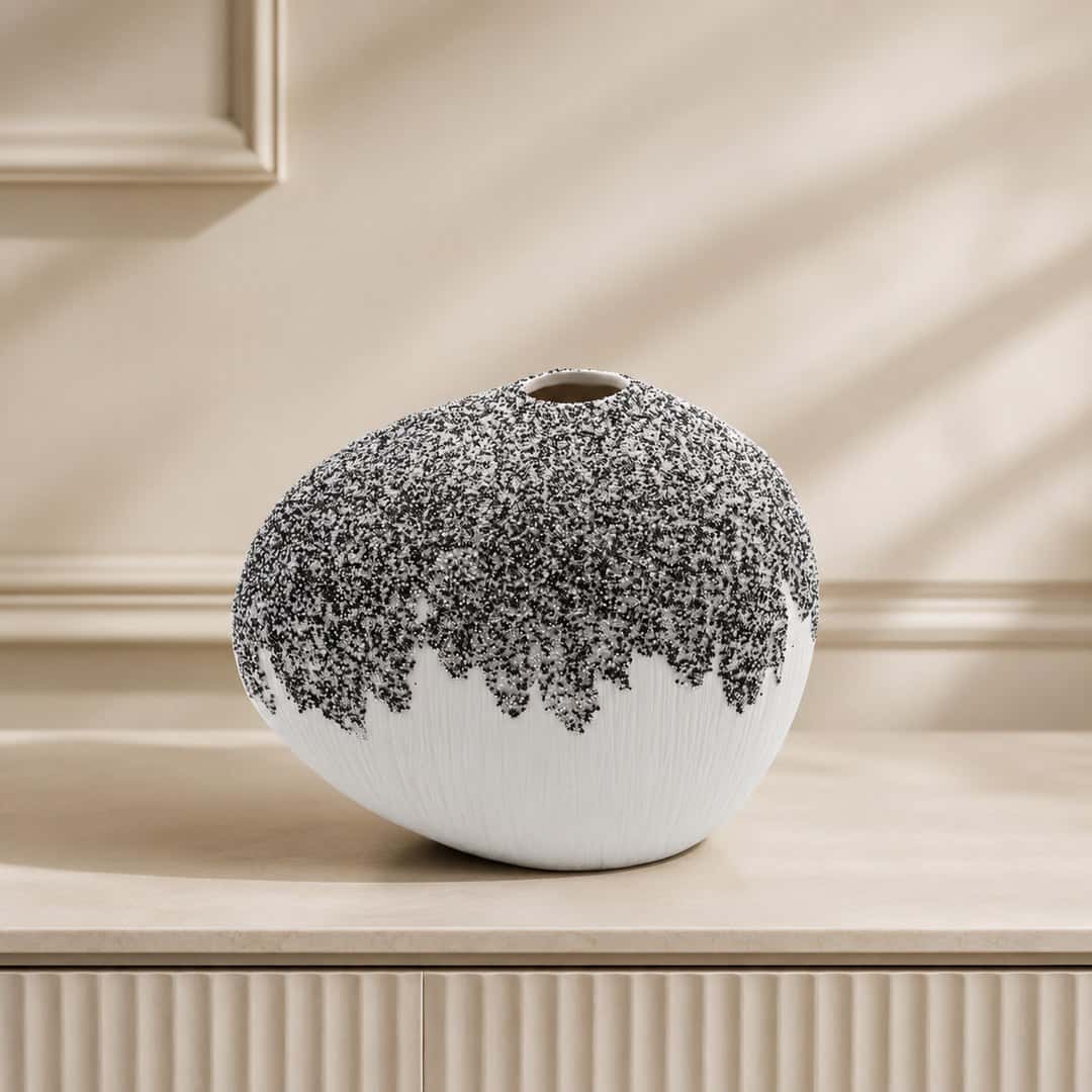 Small White Pampas Ceramic Vase