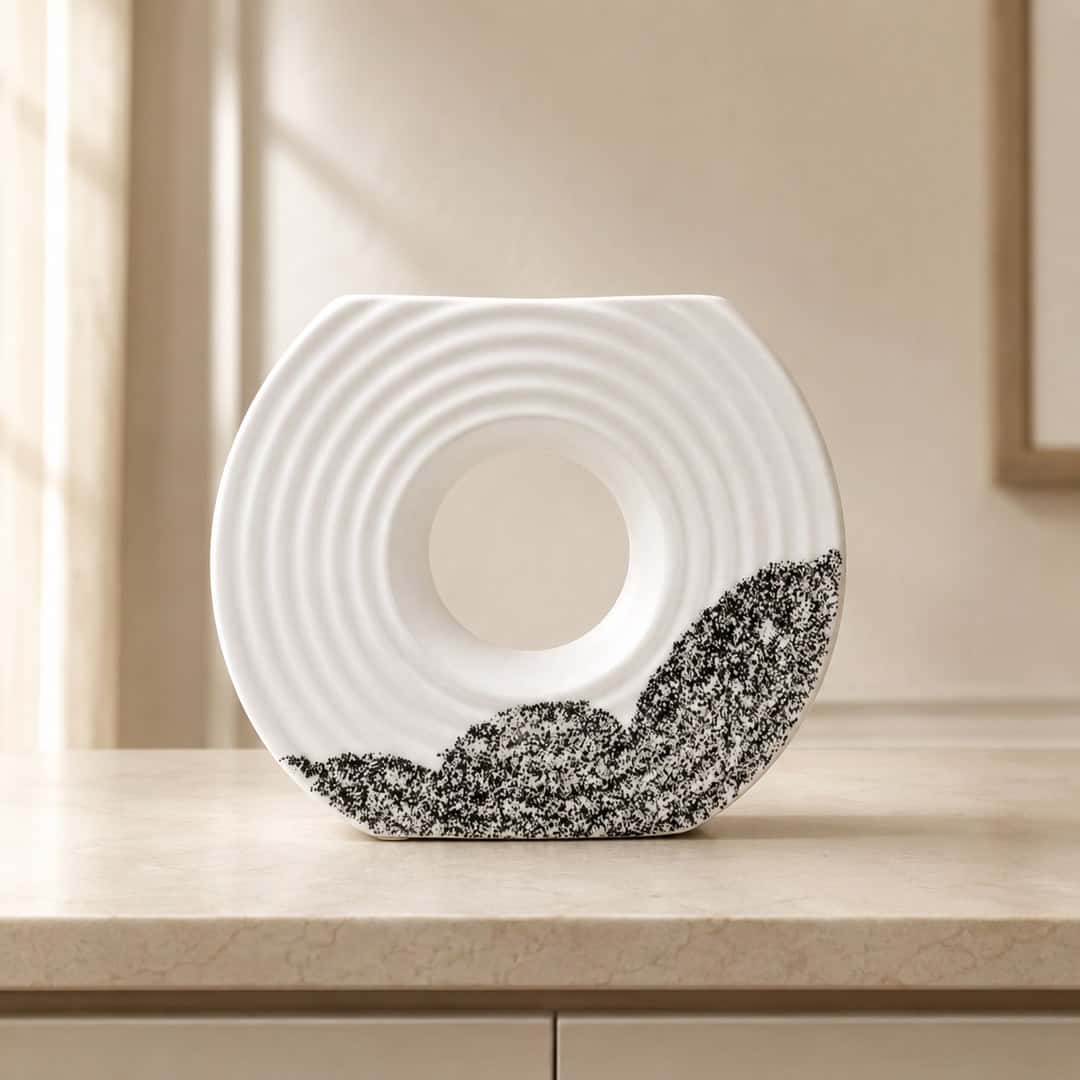 Tall White Twist Vase Pair