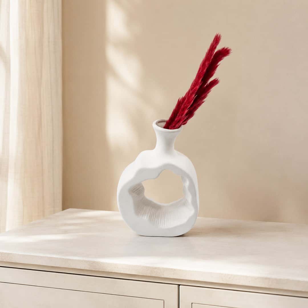 White Organic Cutout Decorative Vase