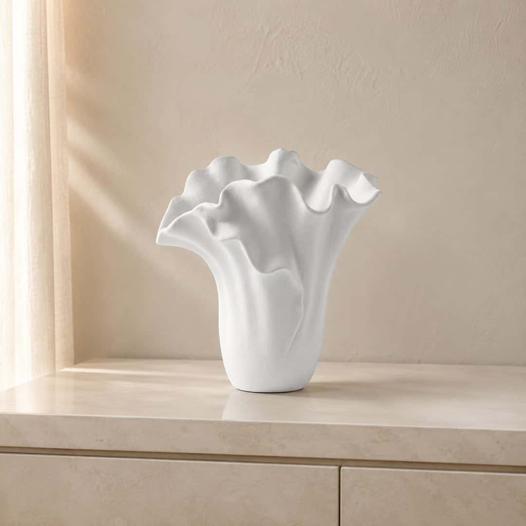 Wavy White Ceramic Vase