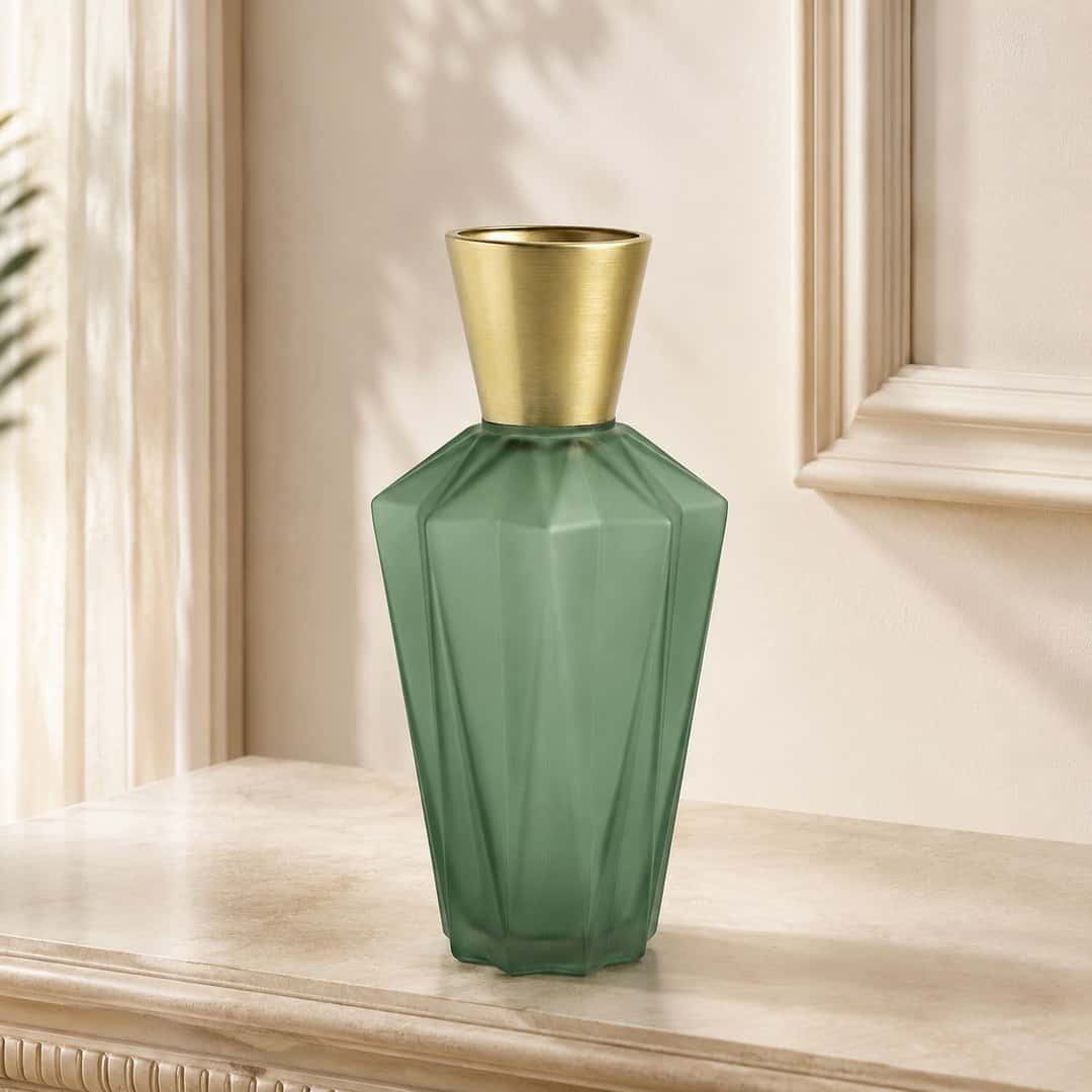 Sage Geometric Decorative Vase