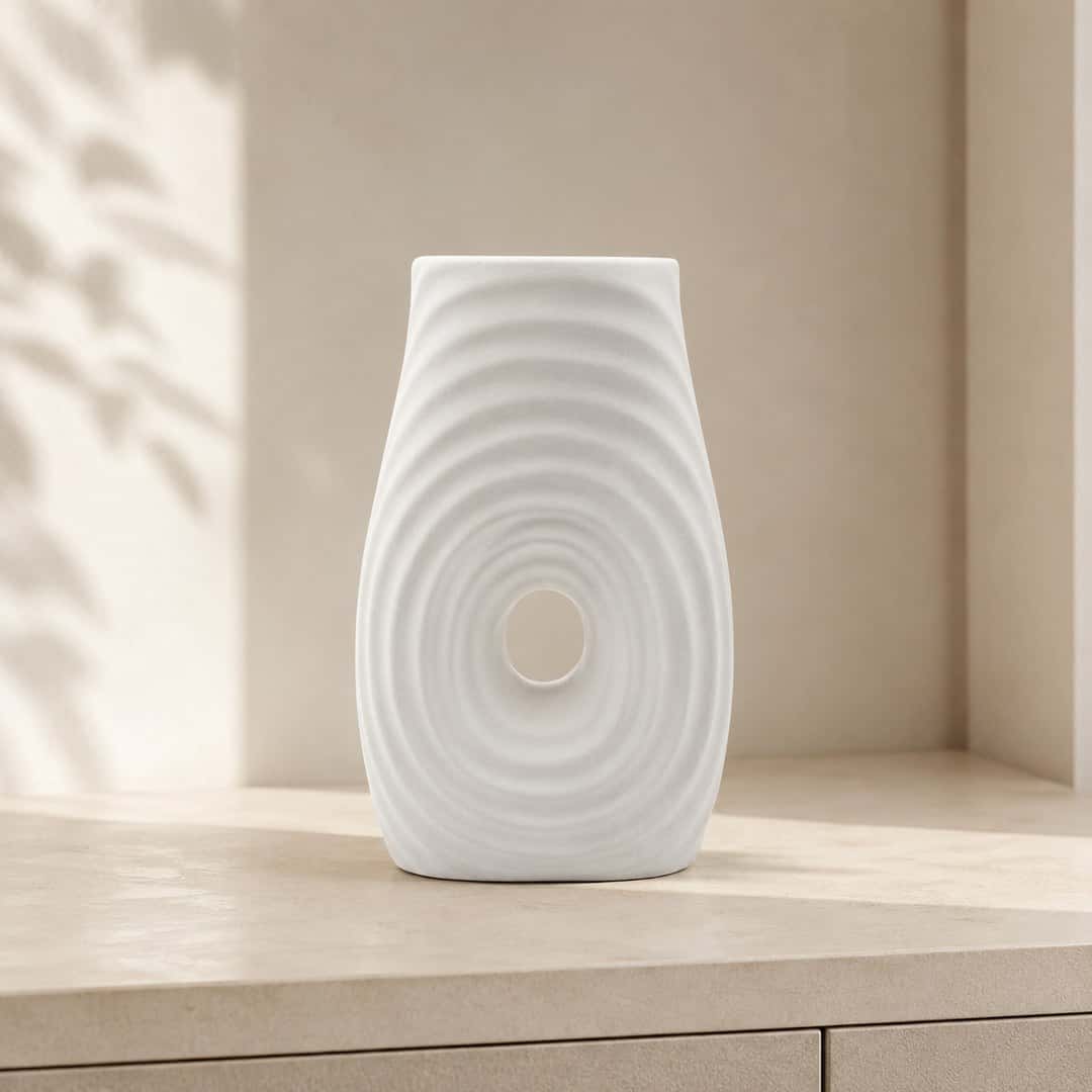 Rippled Ivory Decorative Vase