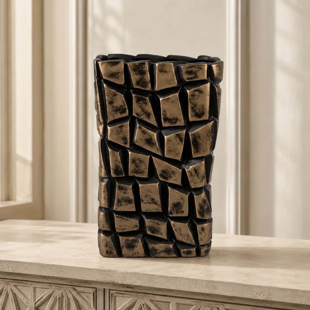 Bronze-Look Mosaic Decorative Vase