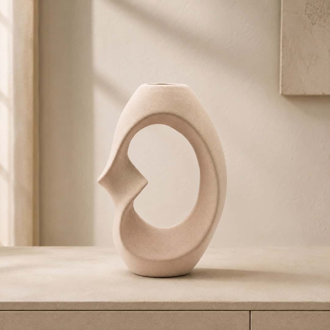 Beige Organic Loop Decorative Vase