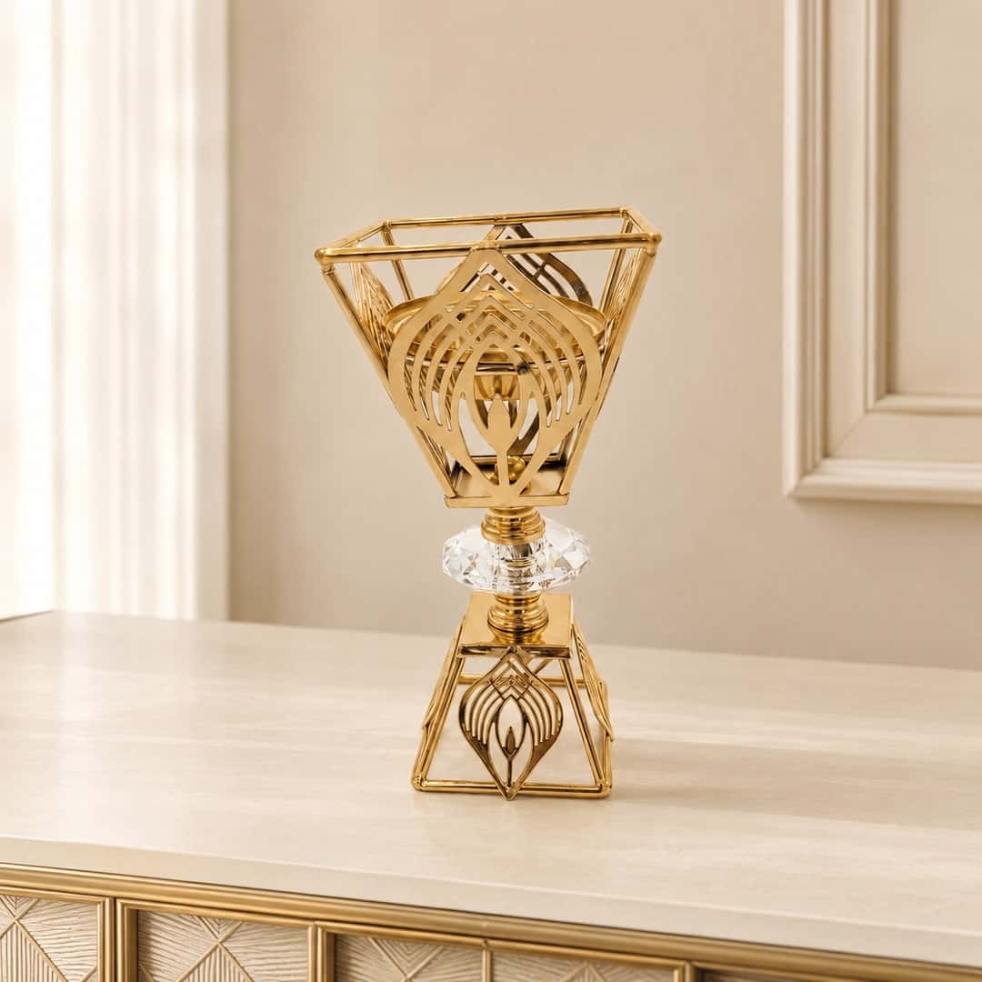 Gold Filigree Crystal-Look Candleholder