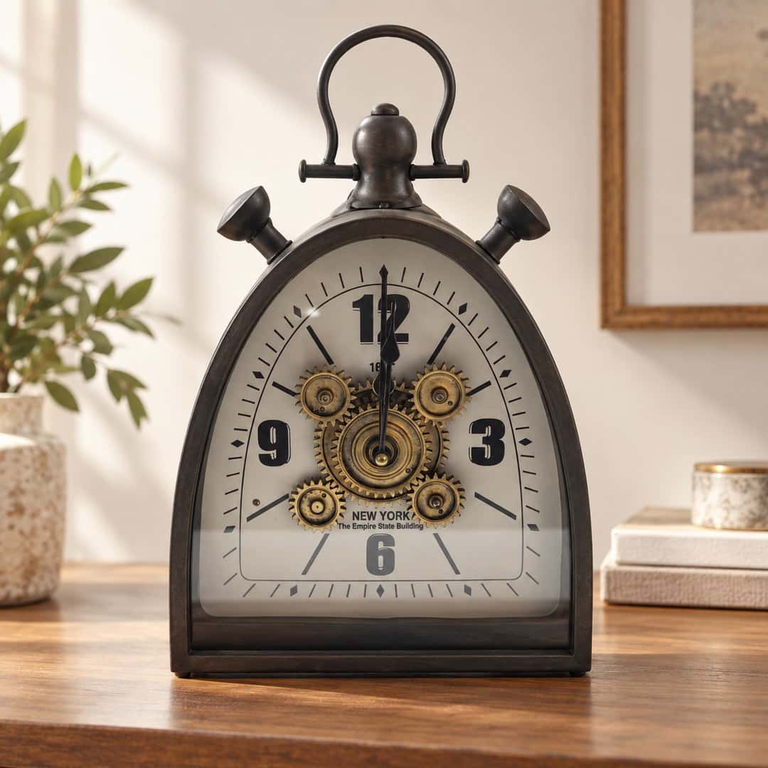 Vintage Stopwatch Gear Table Clock