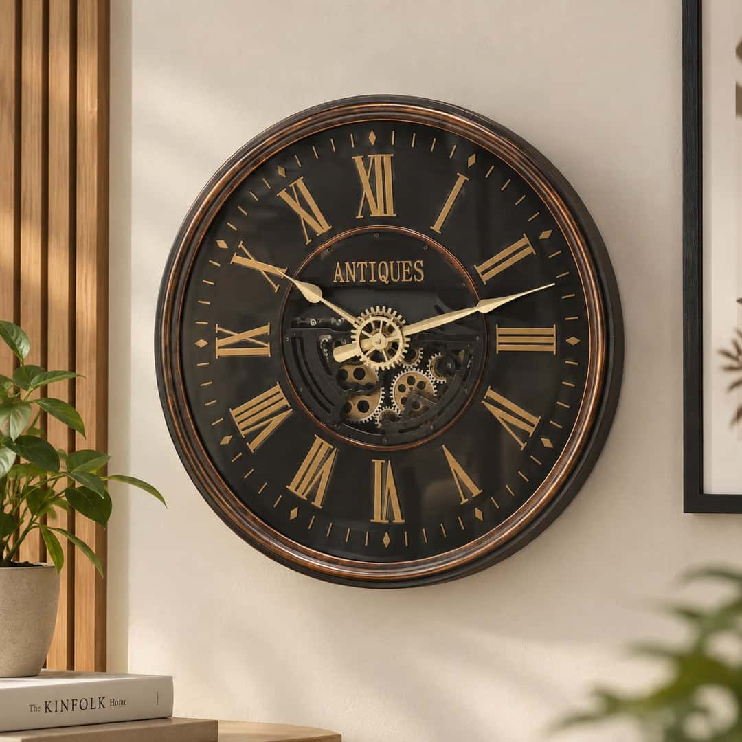 Copper Bronze Roman Gear Wall Clock