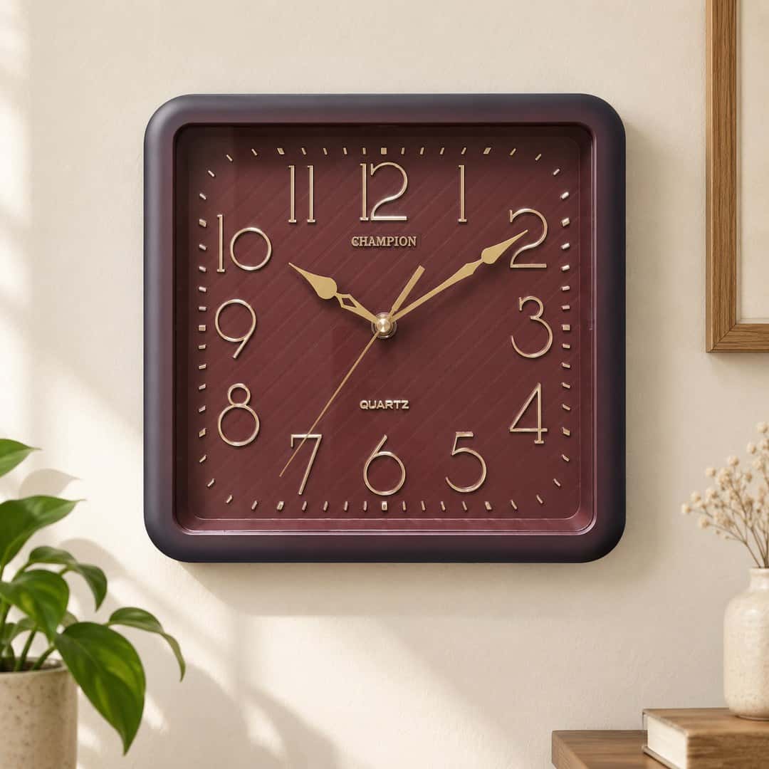 Champion Burgundy Square Wall Clock