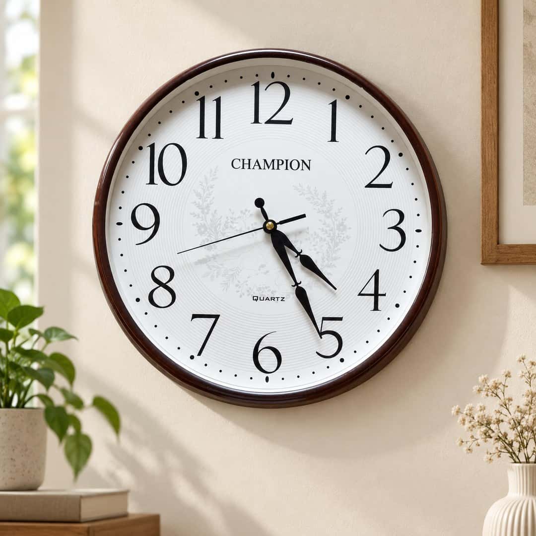 Champion Floral White Dial Wall Clock