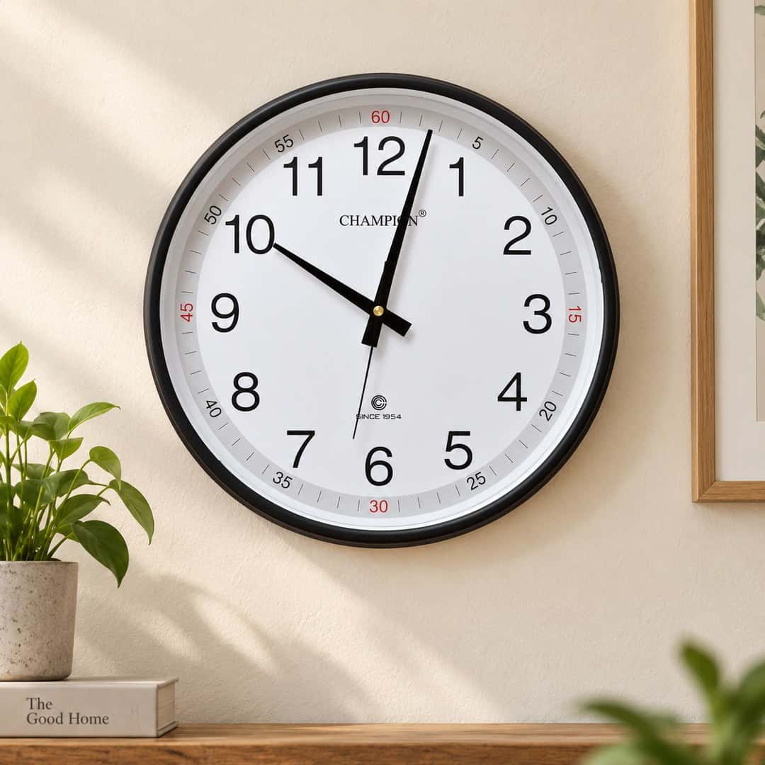 Champion White Dial Black Rim Wall Clock