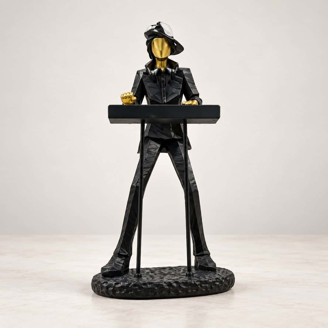 Black Gold Keyboard Musician Sculpture