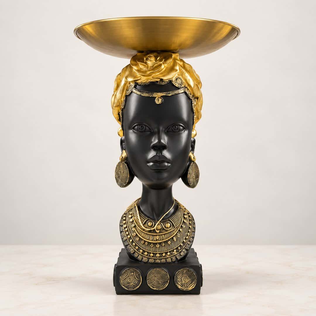 Black Gold Bust Centerpiece with Bowl