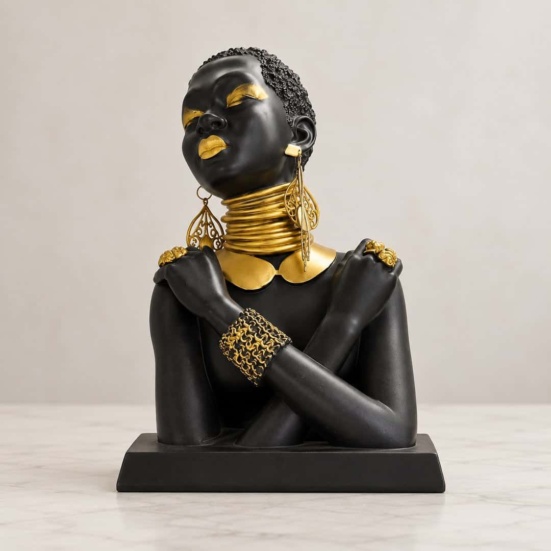 Black Gold Crossed-Arm Bust Sculpture