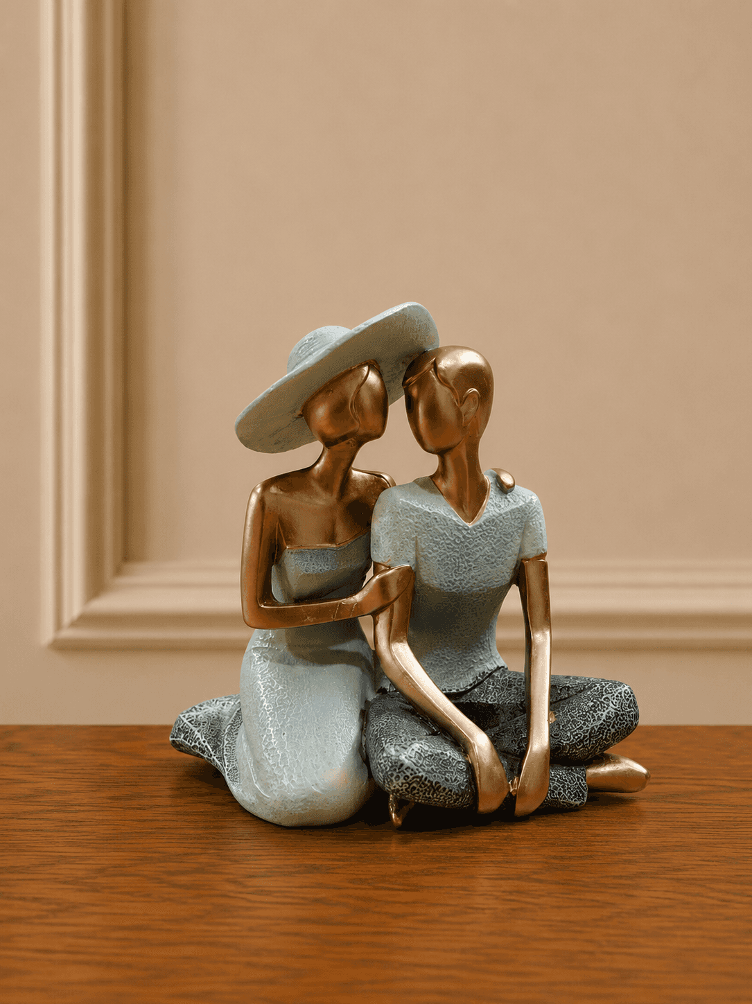 Blue Gold Couple Figurine