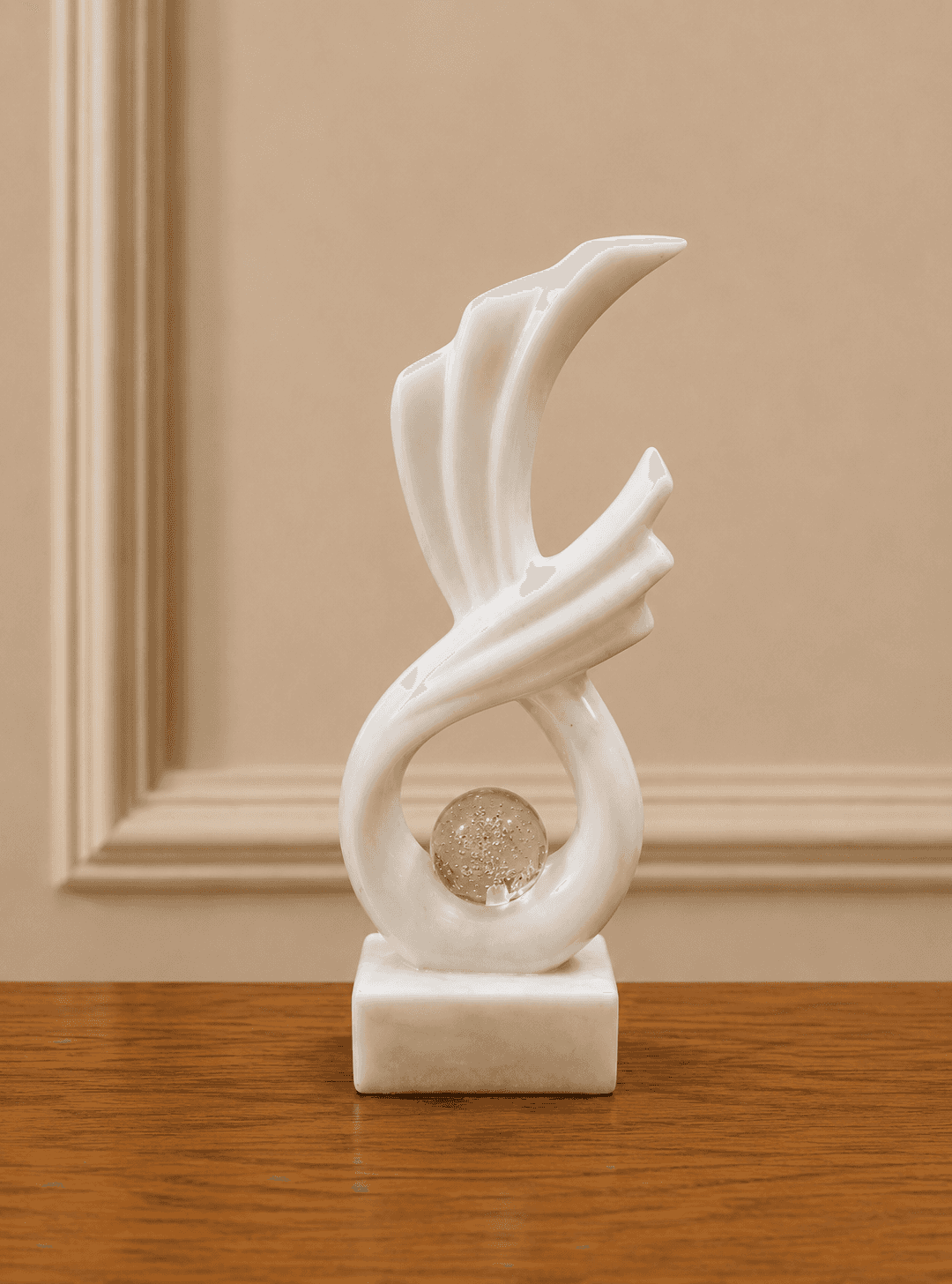 White Abstract Crystal Sculpture