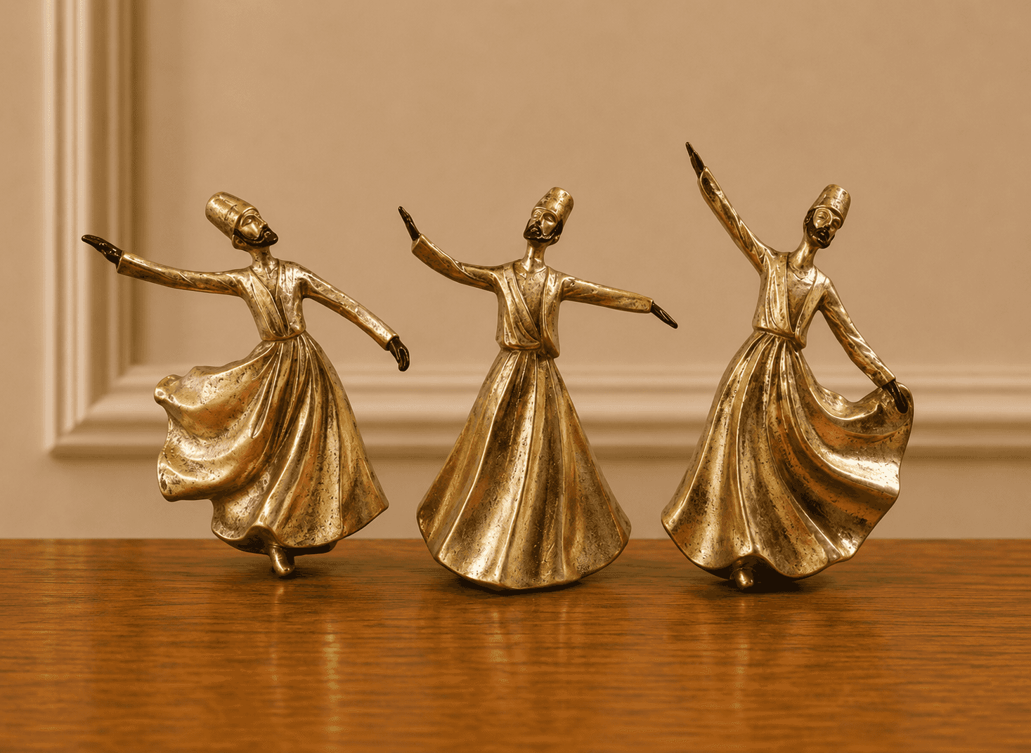 Gold Whirling Dervish Figurine Set