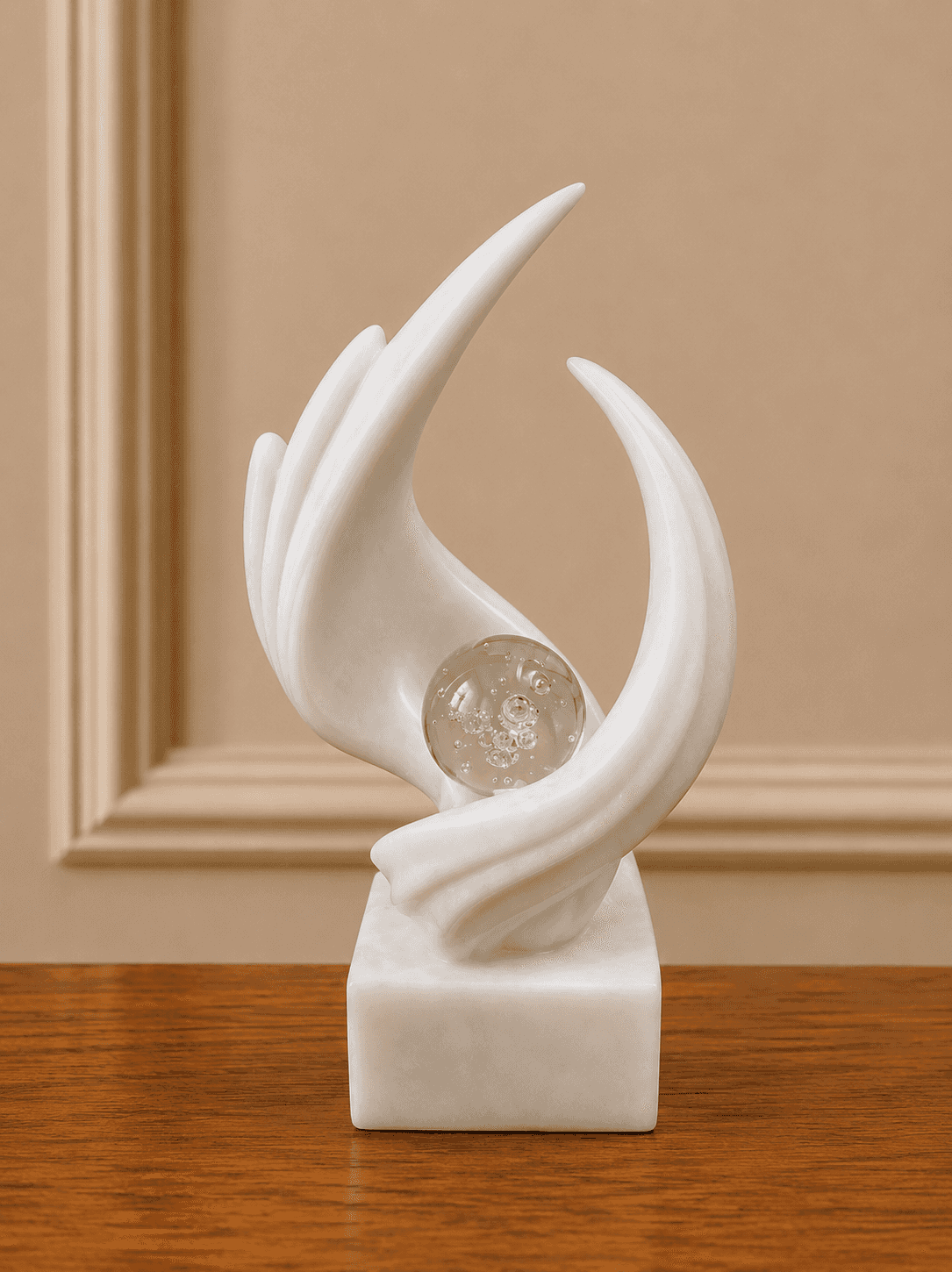 White Crystal Swan Abstract Sculpture